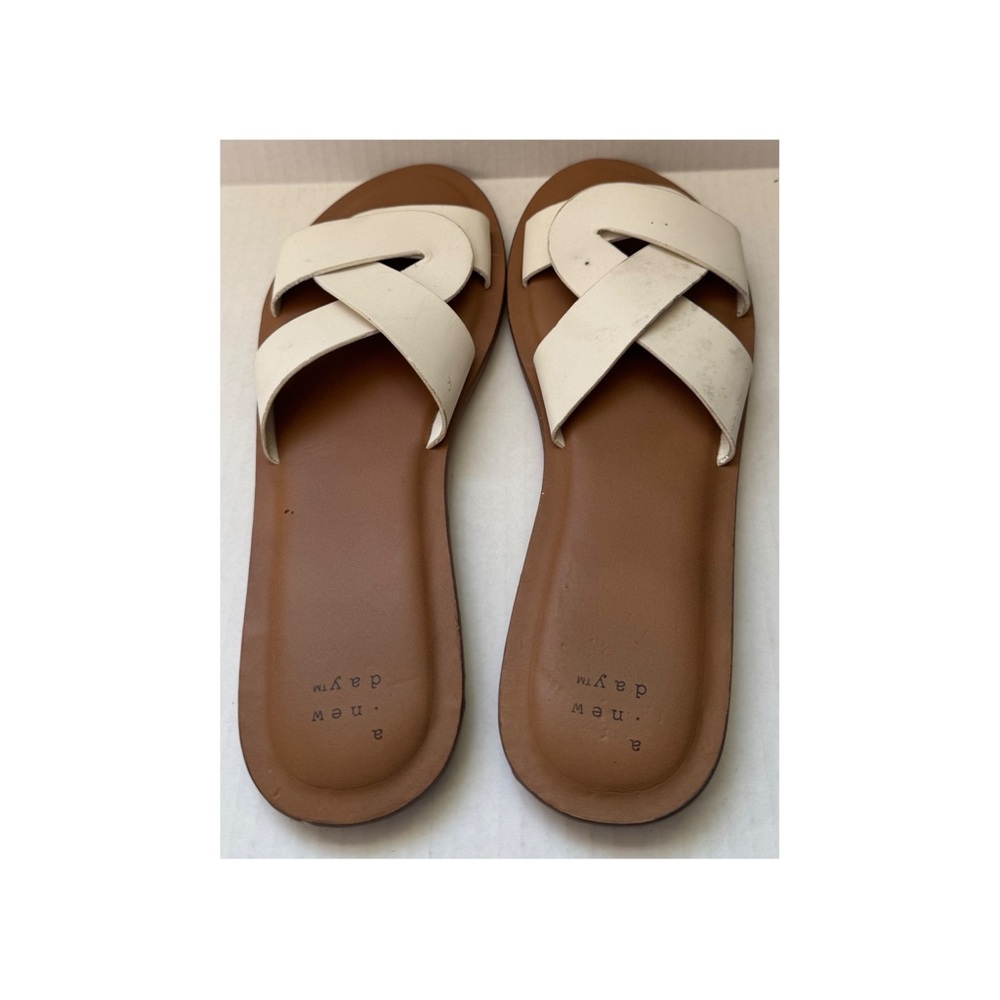 Women's White and Brown Sandals